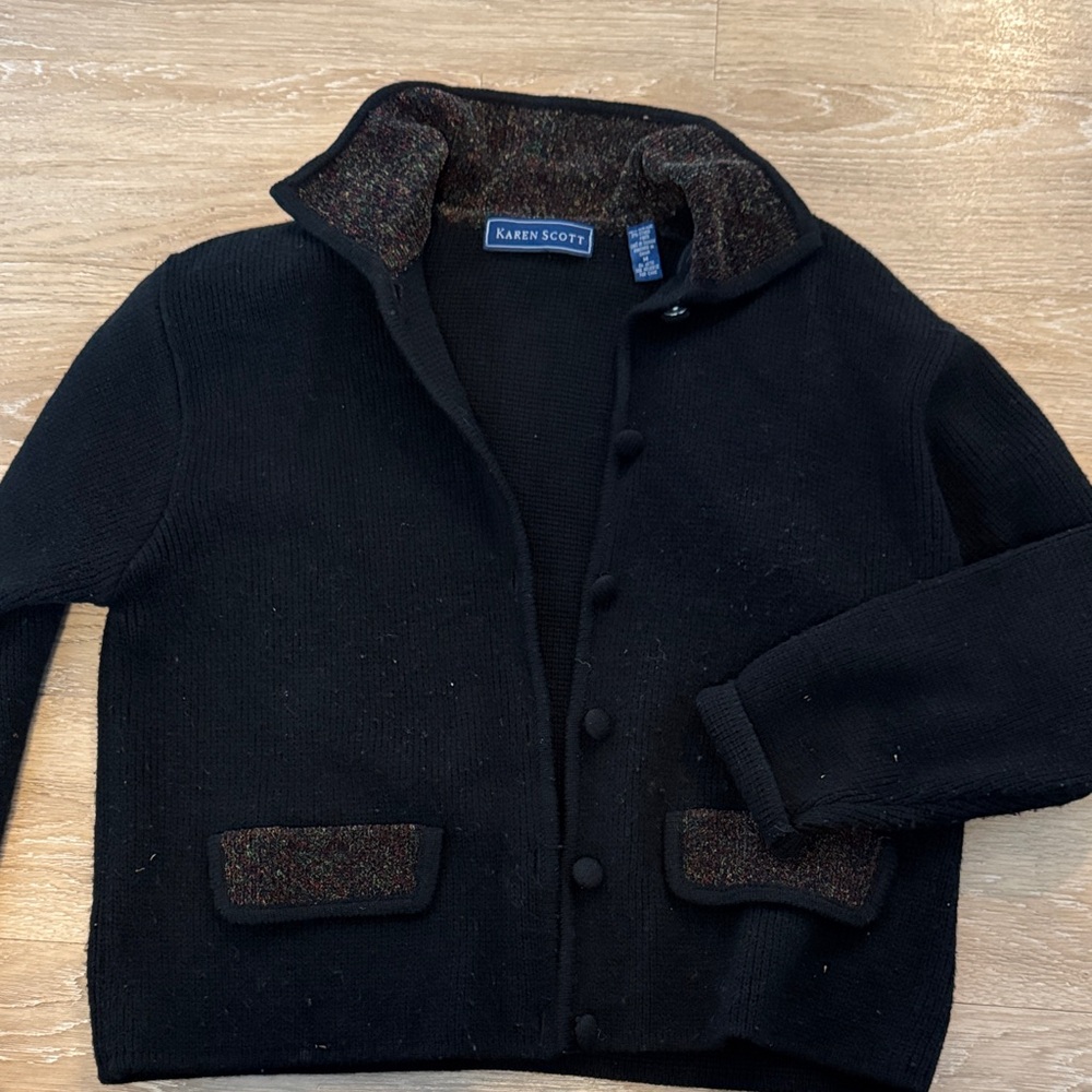 Karen Scott Black Blazer with Textured Trim